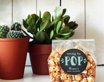 Ready to Pop Baby Shower Popcorn Bags, Flat Bottom Cellophane Treat Bags | Baby Shower Favor Doughnut Bag | Donut Favor Bags | Treat Bags