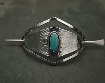 sterling silver and sleeping beauty turquoise hair pin