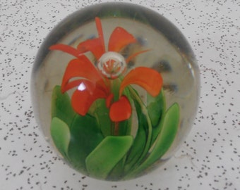 flower...vintage glass paperweight