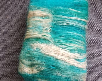Handgekaarde batt van alpaca en zijde om te spinnen - Tropical Beach