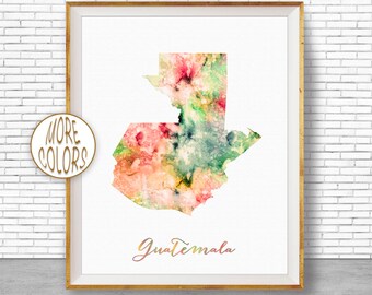 Guatemala Map Print Guatemala Print Office Art Print Watercolor Map Map Art Map Artwork Office Decorations Country Map ArtPrintZone