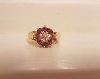 Vintage diamond ruby paste ring