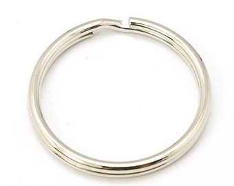 25 Key Rings 30mm Split Rings 1 1/8" inch Silver Tone H655
