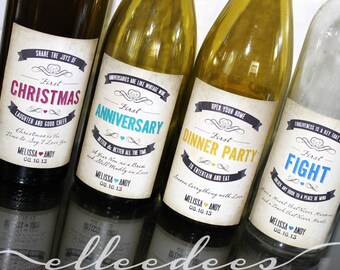 Personalized Milestones Wine Labels // Gifts for Newlyweds // Custom First Wine Labels // Year of Firsts // Wedding Gift