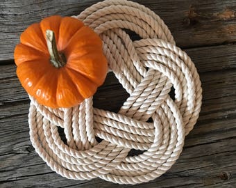 Nautical Trivet Woven Turks Head Hotplate Natural Cotton