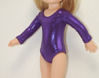 Gymnastics Leotard Doll Clothes dark purple handmade for 14.5 inch Wellie Wishers tkct1108