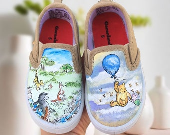 The Many Adventures of Winnie the Pooh Shoes -Custom Hand Painted- Infant & Toddle Size