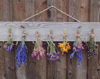 Flower and Herb Drying Rack, Barnwood Flower Drying Rack, Farmhouse Herb Drying Rack, Herb Drying Garden Gift, Dried Bouquet Wall Décor