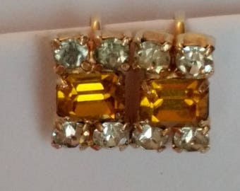 Ann Vien Topaz & Clear Rhinestone Earrings