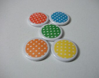 10 Polka Dot Hand Made Button Magnets