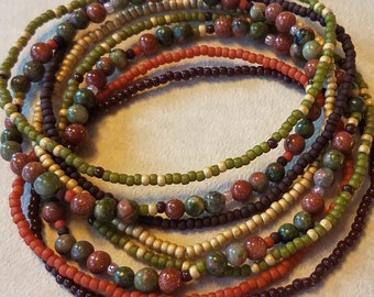 Seed bead bracelet, beaded bracelet, stretch bracelet, beaded jewelry, bracelet set of 8, stretch bracelet, green bracelet, boho bracelets