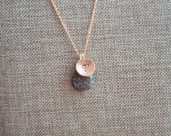 Personalized Lava Necklace, Essential Oil Necklace, Oil Diffuser Necklace, Lava Stone Nencklace, Lava Necklace, Diffuser Necklace, Rose Gold