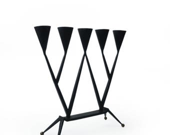 Mid century black candle holder