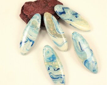 StudioStJames-Handcrafted Polymer Clay Focal Cabochon-Simulated Stone Cabochon-Blue Pearl,Opal-PA 101755-101759