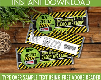 Ghostbusters Party Candy Bar Wrappers - Chocolate Labels, Ghostbusters Birthday, Self-Editing | DIY Editable Text INSTANT DOWNLOAD Printable