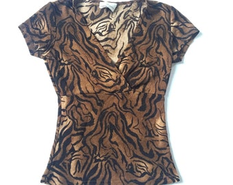 90s Cyber Abstract Graphic Crop Top