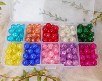 20 - assortment - 8mm cracked glass beads