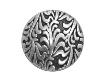 6 Fronds 5/8 inch (15 mm ) Metal Buttons Antique Silver Color