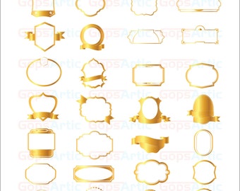 Clip Art/Labels-(White+ golden border)/Frames