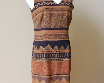 1990s Brown Tribal Dress