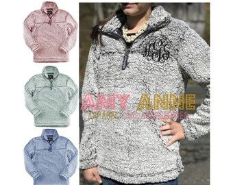 Sherpa Quarter Zip Monogrammed Heathered Fleece Pullover Sweatshirt ~ Sorority ~ Blogger Favorite ~ Warm ~ Trendy
