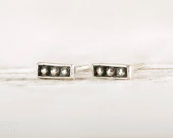 Silver Stud Earrings Sterling Silver Square Earrings Bohemian Jewelry - CST003SS