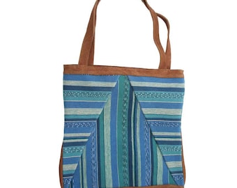 Camel Suede Blue and green bag