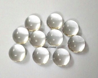 10 pieces 6mm Crystal cabochon round gemstone - Natural Crystal round cabochon loose gemstone - white crystal flat back cabochon round