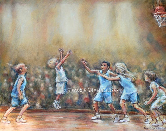 Basketball Kids Sports ORIGINAL Pastel Painting Team   Il 570xN.697813500 4wir 