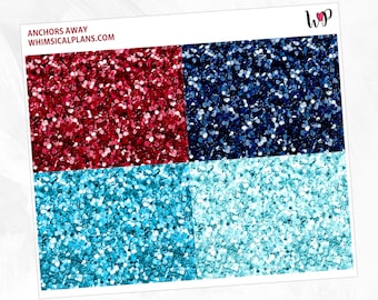 Anchors Away Glitter Headers | Matte Glossy Planner Stickers
