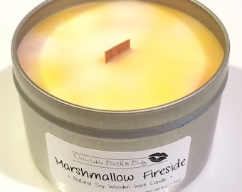 Marshmallow Fireside Natural Soy Wooden Wick Candle - 6 oz