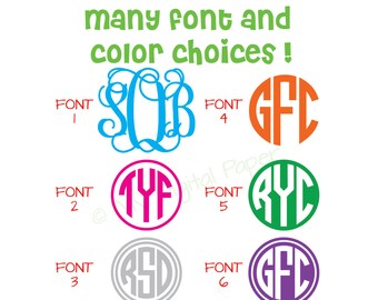3 Inch Monogram Sticker - Laptop Decal - 3" Vinyl Personalized Monogram Decal Stickers - CHOOSE Style & Color