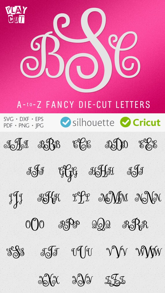 Download Curly monogram font svg Fancy alphabet svg Curly monogram