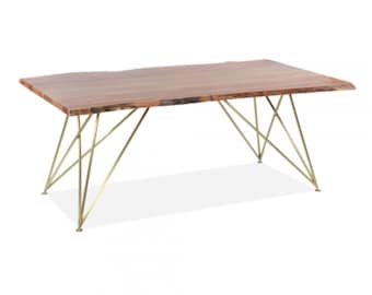 Live Edge Dining Table With Geometric Style Steel Legs Hairpin leg Kitchen Table Available With Gold or Copper Table Legs 180CM