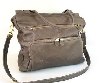 leather willow bag in antique grey