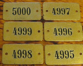 6 Vintage Brass Locker Tags You Get All 6 Tags #1