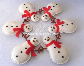 Snowman - Set of 6 Christmas ornaments