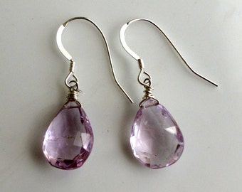 Pink Amethyst Earrings on Sterling Silver