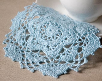 Small crochet doily Blue lace doilies Small crocheted crochet doily Crochet table decoration Round lace doilies crochet coasters 220
