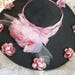 1950s dramatic high fashion hat, huge brim, black and pink, custom made, paris runway, vogue model, derby hat for women, one of a kind OOAK