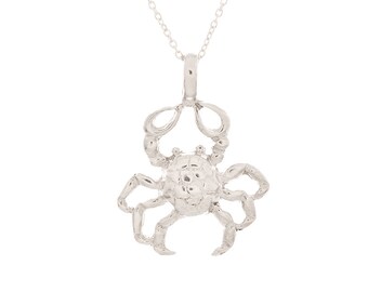 925 Sterling Silver Crab Pendant w/18" Cable Chain Necklace
