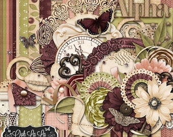 On Sale 50% Remember When Vintage Wedding, Digital Scrapbook Scrapbooking Kit