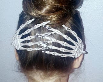 SET OF 2 Skeleton Hand Hair Clips, Skeleton Barrettes, Halloween Hair Clips, Skeleton Hands, Skeleton Hand Hair Barrettes, Goth Hair Clips