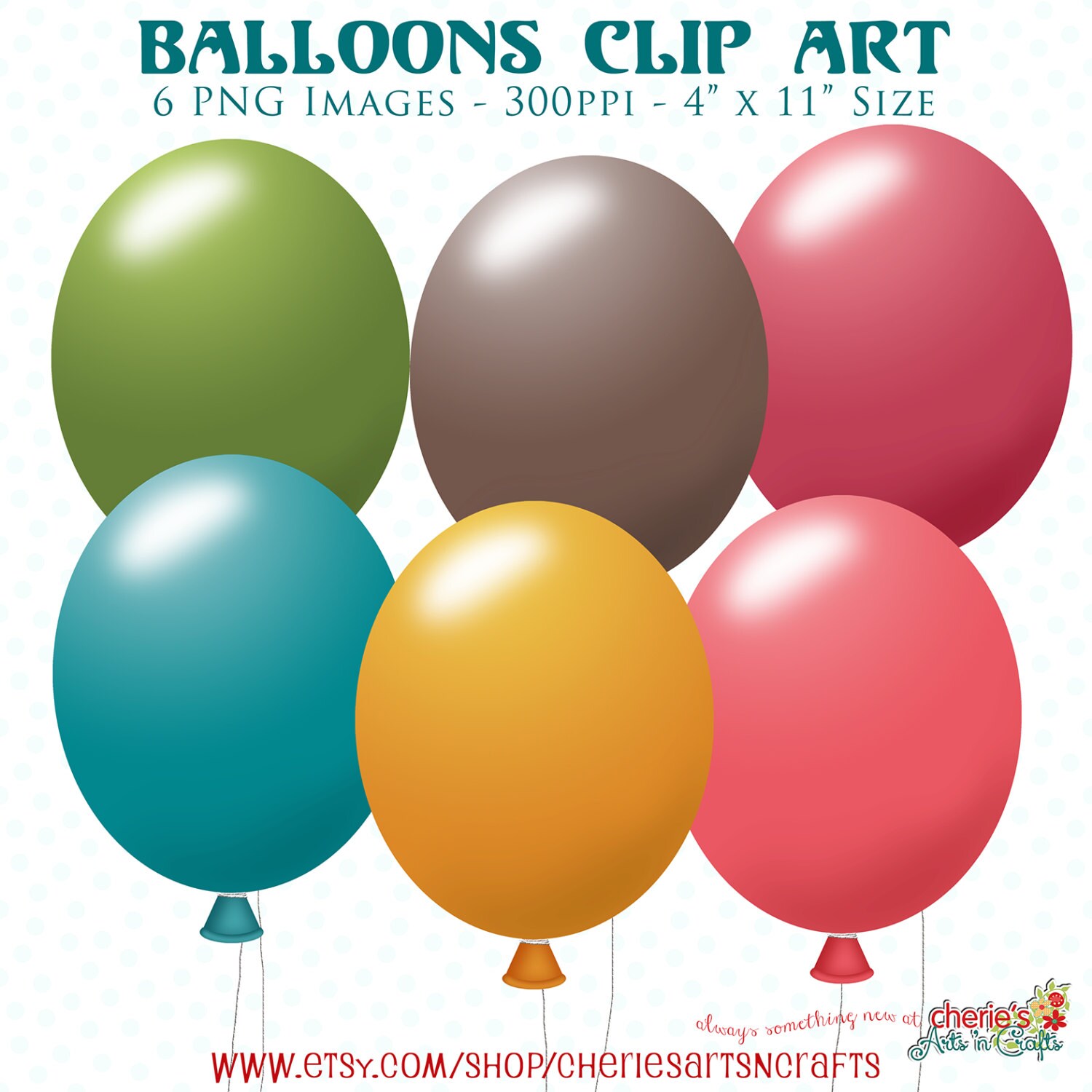 Balloons Clip Art 6 PNG Balloon Images Digital Scrapbooking
