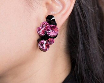 Clip On Earrings, Ballroom Jewelry, Ballroom Competition, Swarovski Earrings, Pink Earrings, My Ballroom Boutique, Competition Jewelry