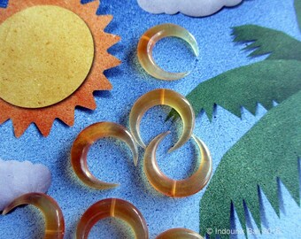 Mini Horns of My Dilemma Carved Brown Horn Drilled Crescent Bead 20mm