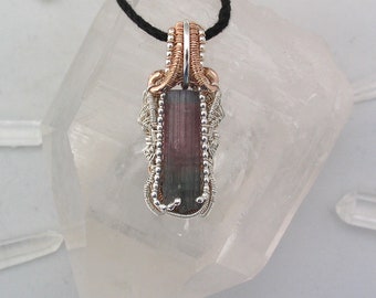 Wire Wrapped Pendant Elbaite Tourmaline Pendant Tourmaline Wire Wrap Heady Wire Wrap Wire Wrap Pendant Sterling Silver and Gold Filled