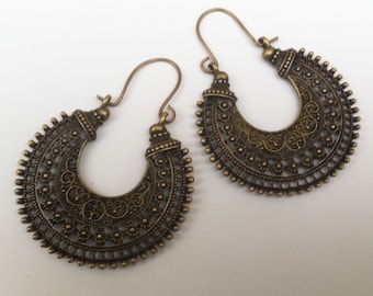 Tribal Statement Earrings , Bronze Earrings , Large Hoop Earrings , Tribal Earrings , Boho Earrings , Large Earrings , Handmade Jewelry