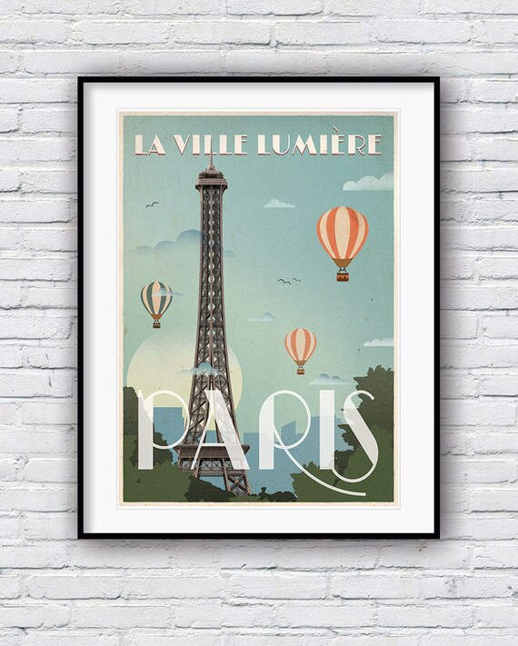 Paris Print Retro Poster Paris Poster Eiffel Tower Print