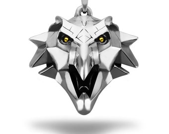 Griffin pendant inspired by Wild Hunt game made from white bronze